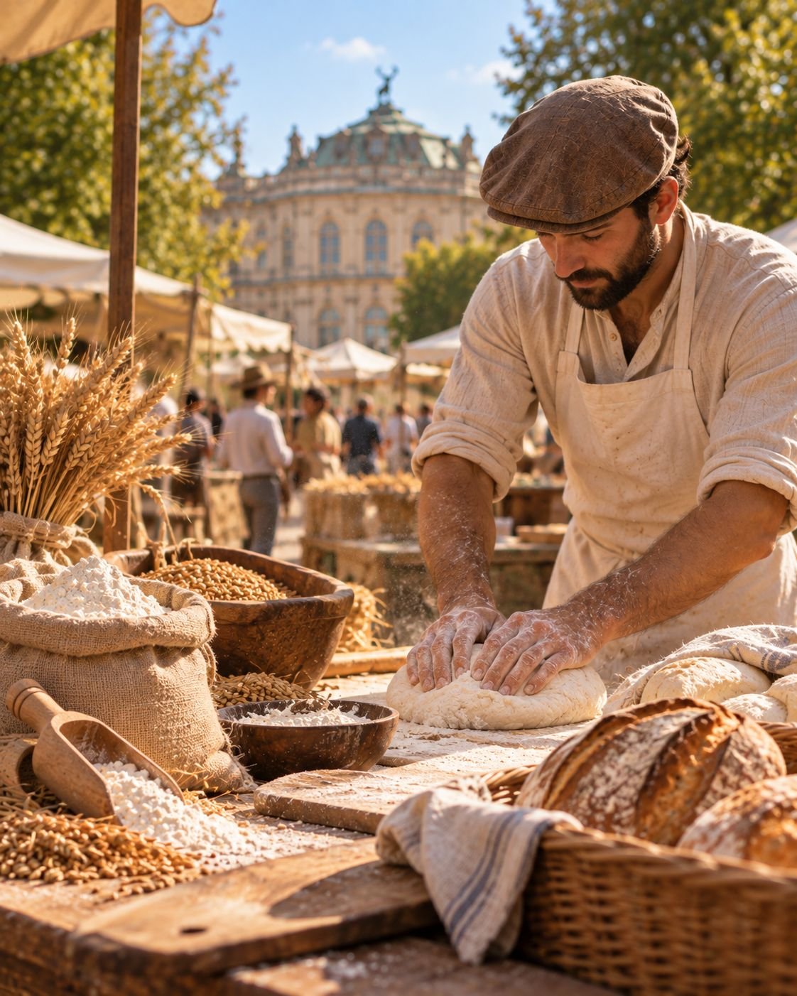 Lavorazione di farina e impasto nella filiera della Farina di Stupinigi